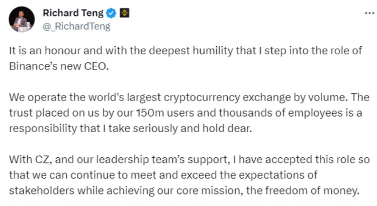 幣安新CEO“緋聞接班人”即將上任，何許人也？