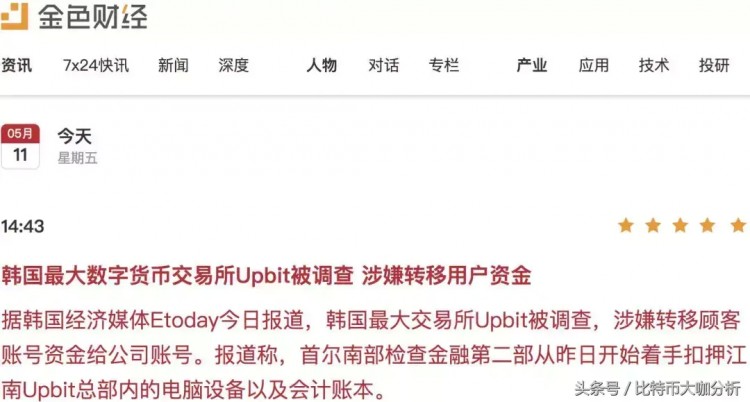 Upbit是韓國(guó)最大的交易所，涉嫌資金轉(zhuǎn)移，貨幣市場(chǎng)大幅下跌